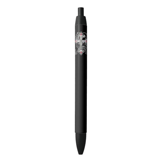 Stylo Noir Croix gothique (devant Vertical)