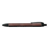 Stylo Noir Cuir Brun Faux Personnalisé en Relief (Haut)