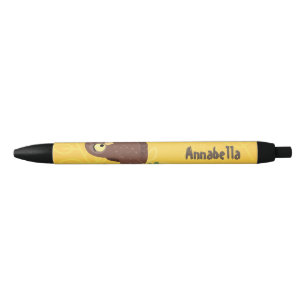 Stylo Noir Curieux et drôle dessin animé de chouette brune