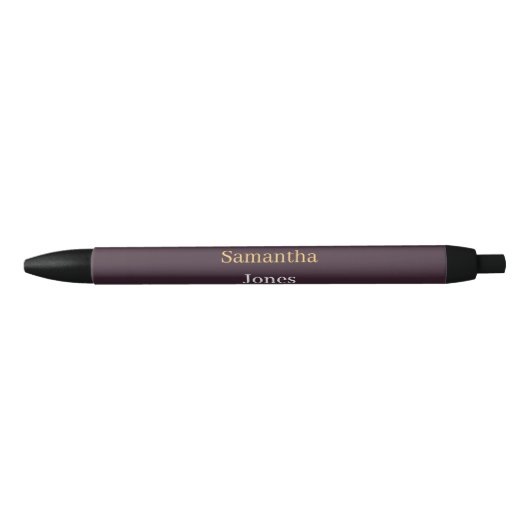 Stylo Noir Custom name minimalist modern burgundy (Devant)