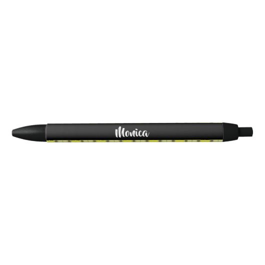 Stylo Noir Custom name yellow plaid (Devant)