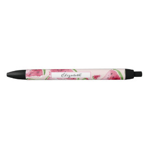 Stylo Noir Cute Aquarelle Pink