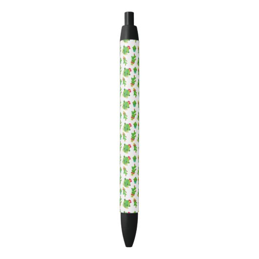 Stylo Noir Cute Cactus, Green Cactus, Motif Cactus (devant Vertical)