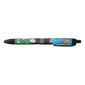 Stylo Noir Cute chaton noir avec marguerites Monogramme (Bas)