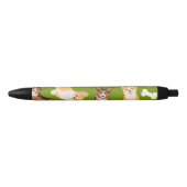 Stylo Noir Cute Corgi Motif Vert (Devant)