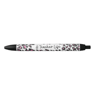 Stylo Noir Cute fille rose Empreinte de léopard enseignant vi