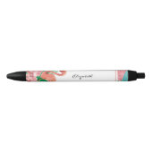Stylo Noir Cute Flamant rose rose pastèque (Devant)