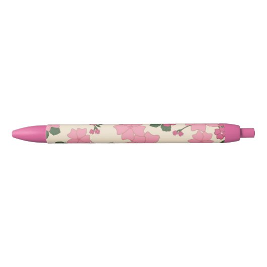 Stylo Noir Cute Girly Pink Flower Pattern (Devant)