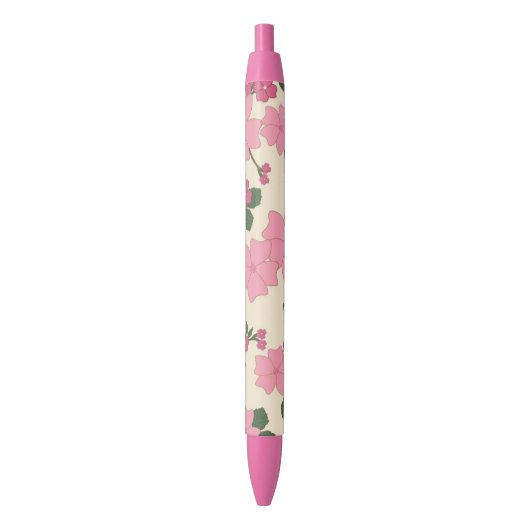 Stylo Noir Cute Girly Pink Flower Pattern (devant Vertical)
