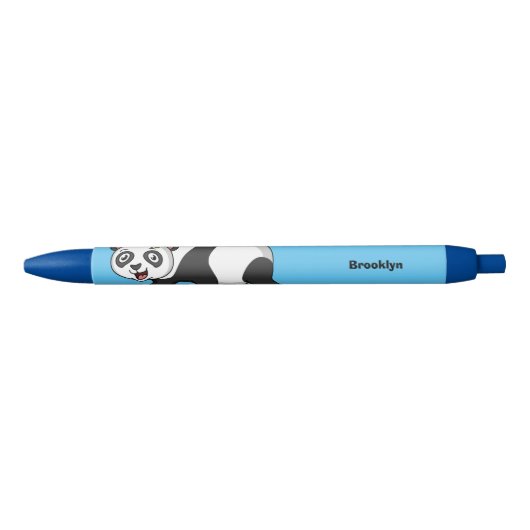 Stylo Noir Cute happy panda bear with flower cartoon (Devant)