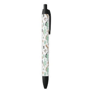 Stylo Noir Cute Mint Green Dinosaur Motif