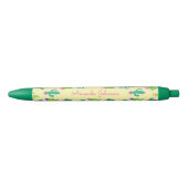 Stylo Noir Cute Pastel Cactus Monogram Nom du script (Devant)