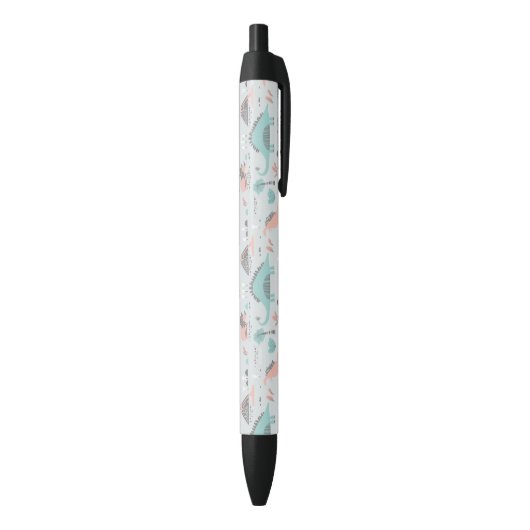 Stylo Noir Cute Pastel Dinosaur Motif (Bas (Vertical))