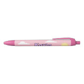 Stylo Noir Cute Pastel Pink Nom Nuages École Étudiant (Haut)