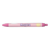 Stylo Noir Cute Pastel Pink Nom Nuages École Étudiant (Devant)