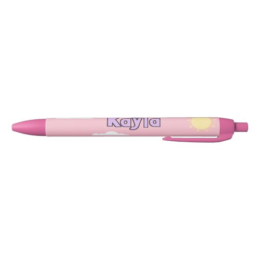 Stylo Noir Cute Pastel Pink Nom Nuages École Étudiant (Bas)