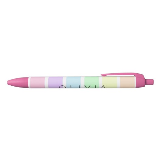 Stylo Noir Cute Pastel Rainbow Stripe Multicolore (Haut)