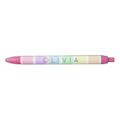 Stylo Noir Cute Pastel Rainbow Stripe Multicolore (Devant)