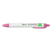 Stylo Noir Cute Teacher Name, Green Polka Dots, Tree (Bas)