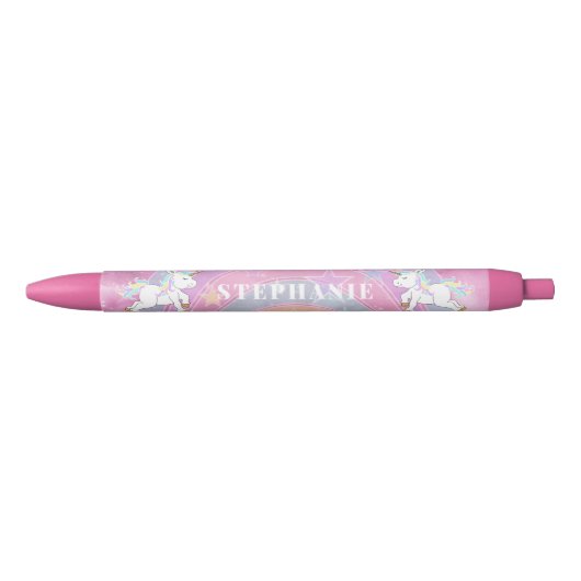 Stylo Noir Cute Unicorn Design - Personalize Pencil (Devant)