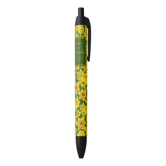 Stylo Noir Daffodile de printemps jaune - Mariage (Bas (Vertical))