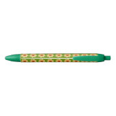 Stylo Noir Dahlia Jaune sur le modèle Floral Vert (Dos)