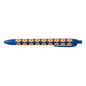 Stylo Noir Dahlia jaune sur le motif floral bleu (Bas)