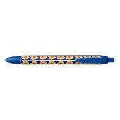 Stylo Noir Dahlia jaune sur le motif floral bleu (Dos)