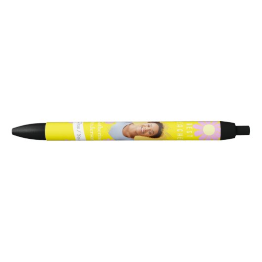 Stylo Noir Daisy Best Teacher Photo Bright Jaune (Devant)