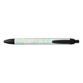 Stylo Noir Damassé florale décorée d'un monogramme de jaune (Dos)