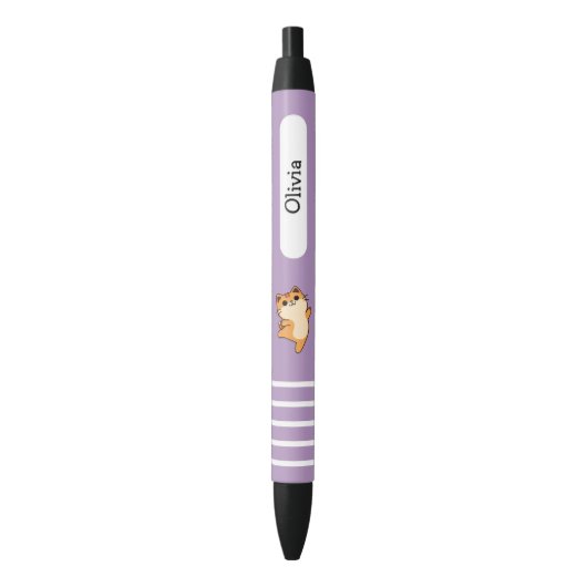 Stylo Noir Danser Danser Chat Orange, Personnalisé, Violet (devant Vertical)
