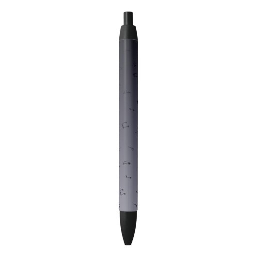 Stylo Noir Dark Ombre Musical Notes gris (devant Vertical)