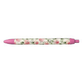 Stylo Noir De jolies roses roses (Devant)