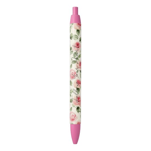 Stylo Noir De jolies roses roses (devant Vertical)
