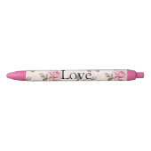 Stylo Noir De jolies roses roses (Devant)