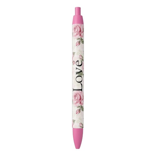 Stylo Noir De jolies roses roses (devant Vertical)