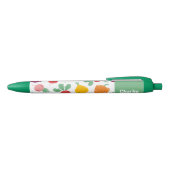 Stylo Noir De mignons légumes heureux avec nom (Haut)