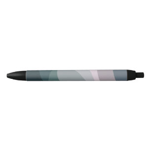 Stylo Noir Décor de vagues de style rétro violet et turquoise