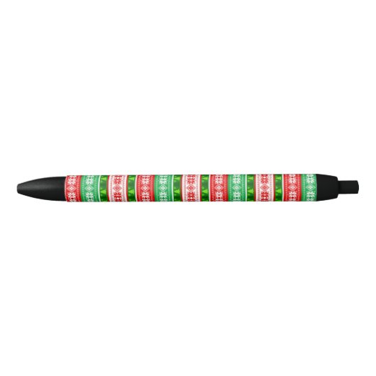 STYLO NOIR DÉCORATIONS DE NOËL DESIGN ROUGE BLANC VERT (Devant)