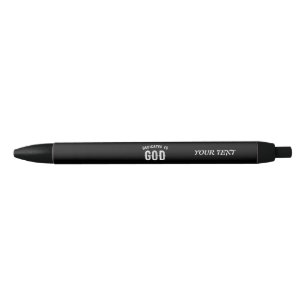 STYLO NOIR DÉDIÉ À DIEU PERSONNALISABLE COOL TEXTE BLANC