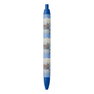 Stylo Noir Deer et Happy Snowman hiver de vacances scène