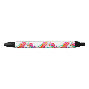 Stylo Noir Déesse aux cheveux longs multicolores Thunder_Cove