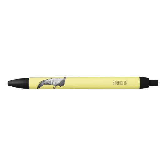 Stylo Noir Demoiselle crane bird cartoon illustration (Devant)