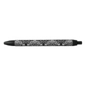 Stylo Noir Dentelle florale blanche (Devant)