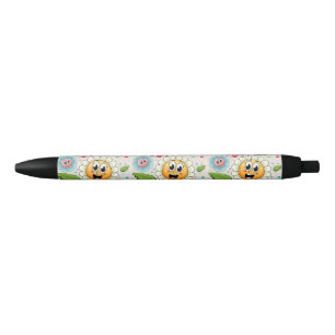 Stylo Noir Design arrière - plan transparent avec fleurs colo