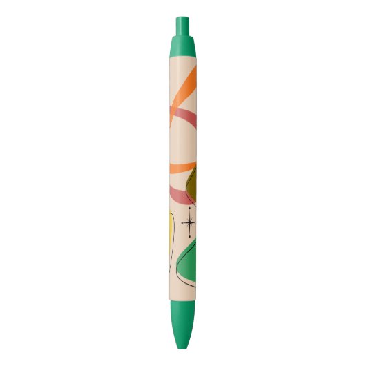 Stylo Noir Design Atomique Rétro Milieu de Siècle (devant Vertical)