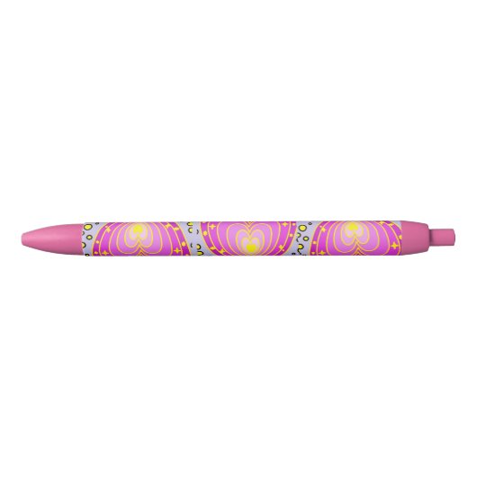 Stylo Noir Design Coeur coloré (Devant)