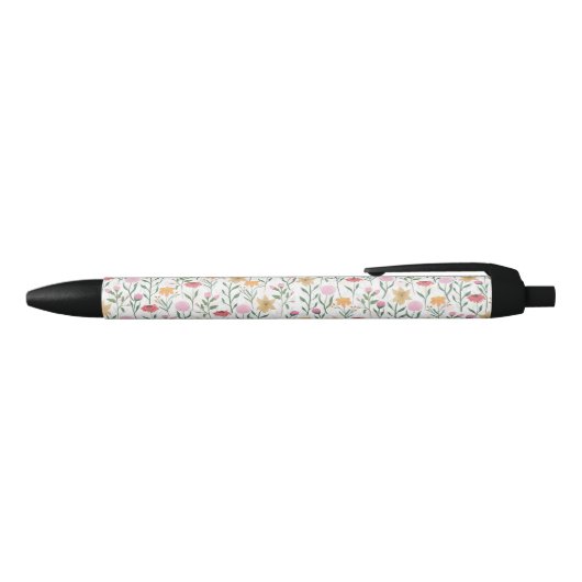 Stylo Noir Design couleur Fleur sauvage aquarelle (Haut)
