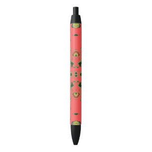 Stylo Noir Design de Noël Vert Rouge Blanc