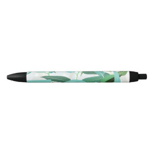Stylo Noir Design Feuille d'Eucalyptus